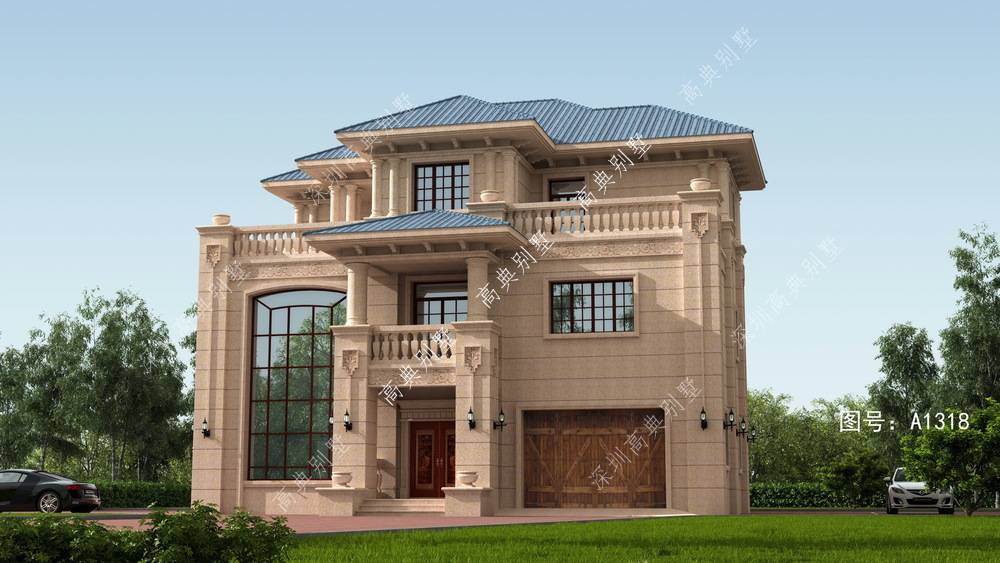 复式三层别墅正面看起来很漂亮