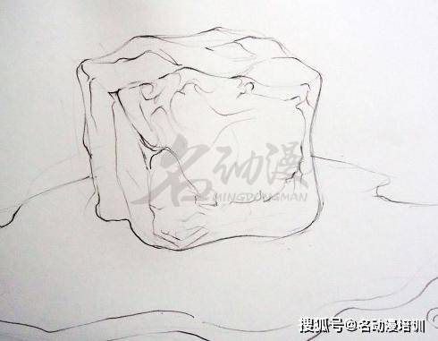 特别注意是会融化的,冰是没有尖角的,画的时候要用曲线表示冰融化的角