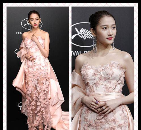 粉色 关晓彤和外国明星合照,生图看着也像精修图,穿搭粉嫩却很贵气