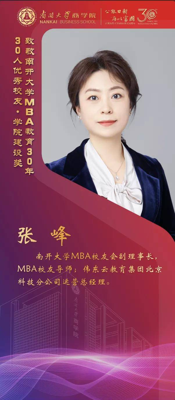 校友|南开大学MBA30周年颁奖致敬MBA教育发展中坚力量 ——MBA优秀校友30年30人