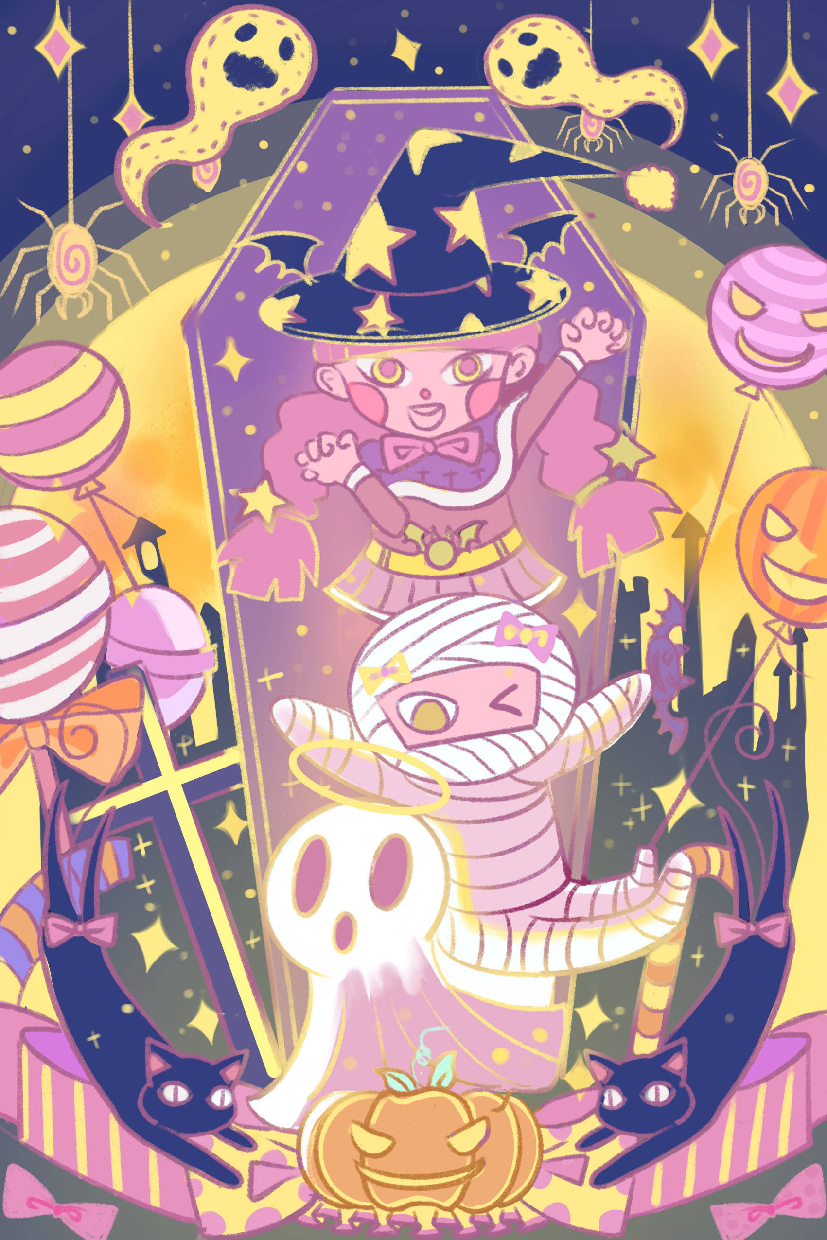 万圣节手绘海报设计|西方节日插画系列_鬼怪