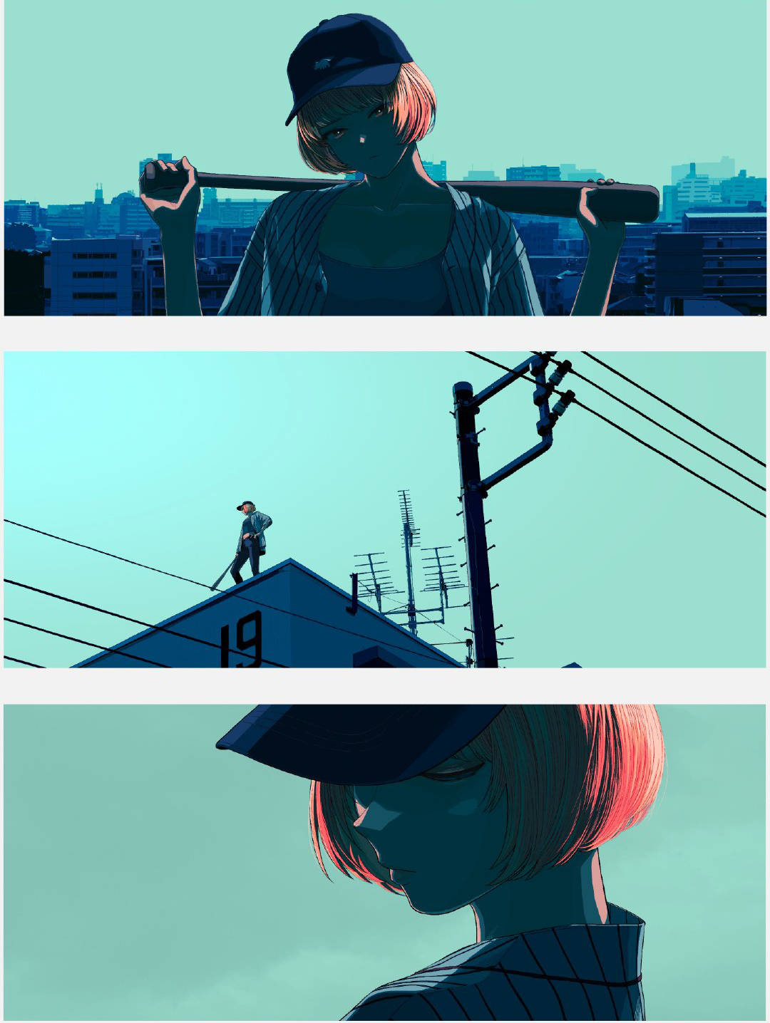 田中 美少女辅以工业元素的插画,不搭界却又能和谐并存