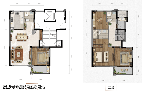 叠墅户型:158㎡下叠【四室两厅三卫】