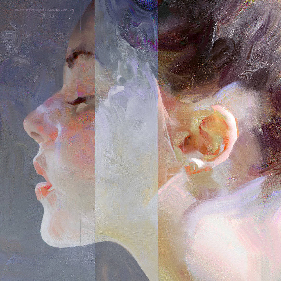 插画 高级油画质感插画作品，笔下的白衣少女太梦幻了