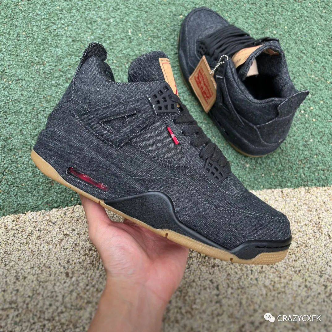 色丹 李维斯乔丹联名 Levis x Air Jordan 4 Retro 黑色丹宁牛仔中帮复古篮球鞋