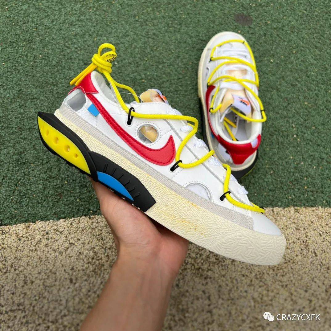 耐克开拓者联名Off White x Nike Blazer Low 黑绿白红双色解构板鞋_