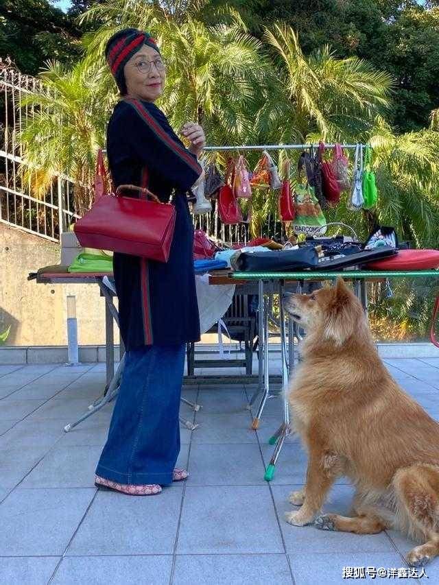 黑色 汪明荃哪像73岁？穿连衣裙配阔腿裤好洋气，拼色发带减龄20岁