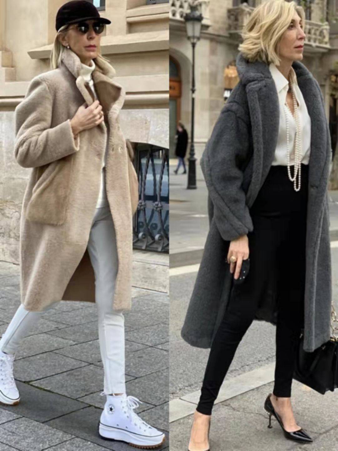 大衣 时尚老奶奶的时尚装：年迈不服输，短发配上墨镜，搭配越老越时髦