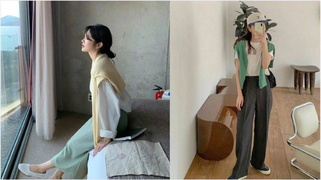 披肩 女生秋日时节的日常穿搭合集，用清爽纯色叠搭出气质的造型