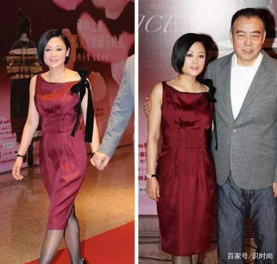 黑色 52岁陈红依然是不服老,穿鲜艳红裙搭配黑丝,身材一点也不显臃肿