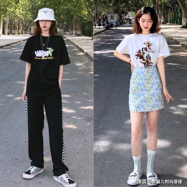 黑色 简简单单的T恤搭出点不一样，元气有活力！展现夏日多变形象