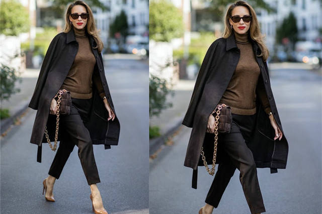 右图 冬季的第一件切尔西大衣，要穿搭带来温暖感的棕色，沉稳而时髦