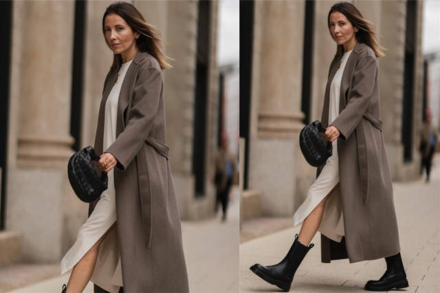 右图 冬季的第一件切尔西大衣，要穿搭带来温暖感的棕色，沉稳而时髦