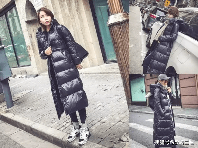 黑色 冬天羽绒服+围巾 ，时髦保暖又显瘦！