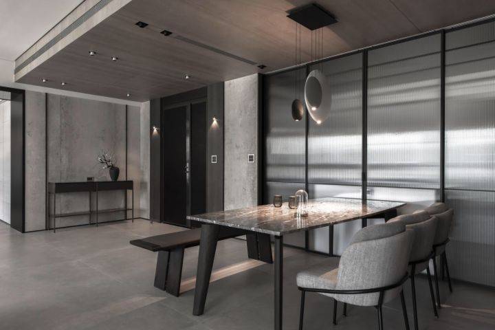 装修效果图案例 155平现代简约风黑白灰经典