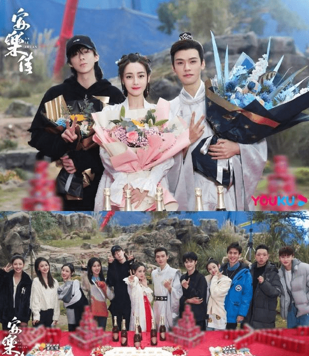 官宣|组图：《安乐传》官宣杀青，迪丽热巴龚俊手捧花束状态佳