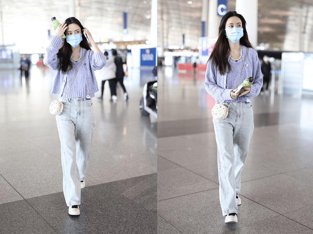 显得 孟子义的私服颜色虽然老气了点，可穿着却好美，像邻家小妹妹