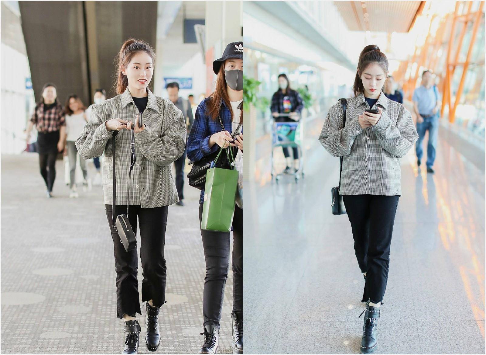 高跟鞋 她是《倚天屠龙记》周芷若,穿格纹外套配8分裤,双腿亲民太抢镜