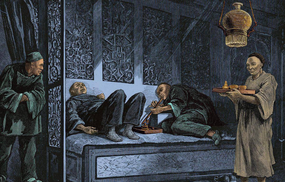 的方法,这种单纯吸食鸦片的方法将"鸦片烟"里的主要成分烟草去掉了,只