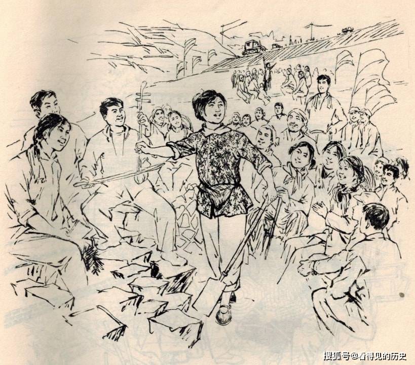 原创农业学大寨的年代山西昔阳农民创作的速写反映了那个时代