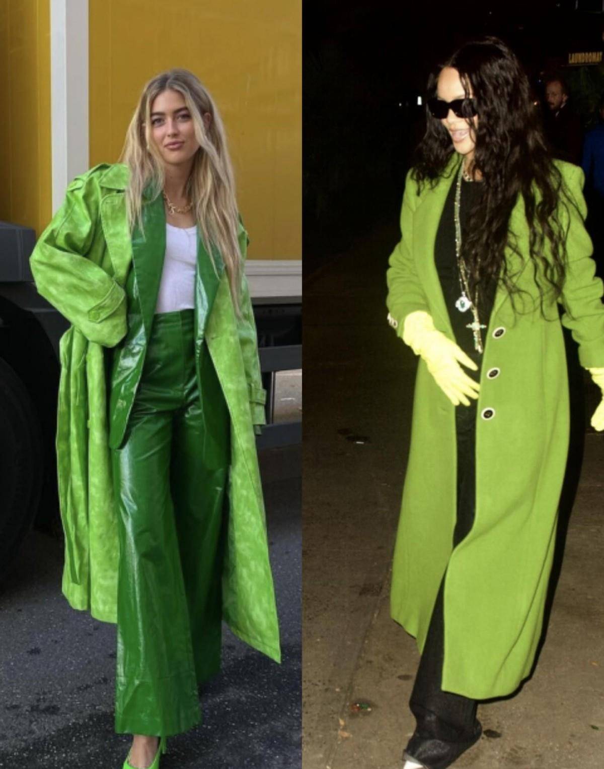 蓝色 穿大衣别老选黑白的了，今年冬天流行彩色大衣，赶时髦的来看看