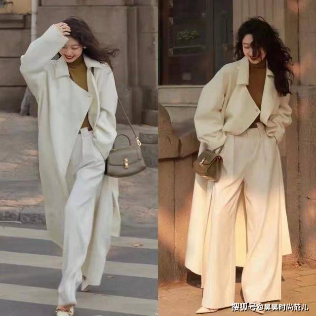 女孩子 寒冷冬日穿大衣,除了可以搭配打底裤,这4款裤子穿搭也非常洋气
