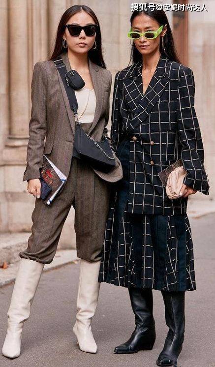 欧美风 长靴和欧美风的CP组合，街头时尚的酷girl，混搭风也可以尽情秀腿