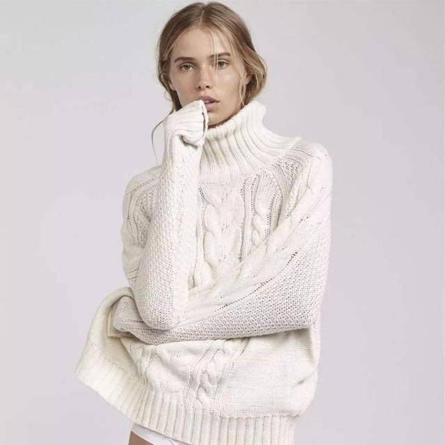 灯芯绒 高领毛衣时尚穿搭,让人感到慵懒温暖的感觉