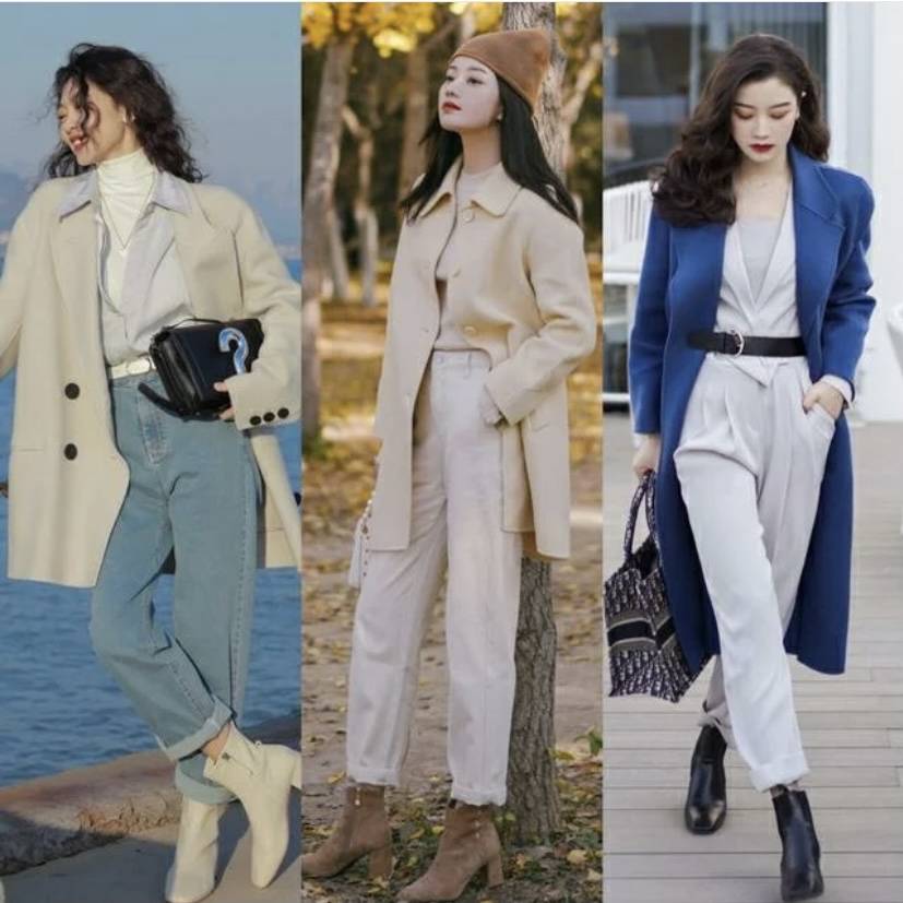 整体 “大衣+靴子”,适合成熟女性的高级优雅风格,谁穿谁美
