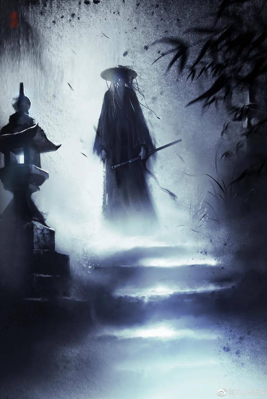 黑白水墨色的仗剑天涯武侠气