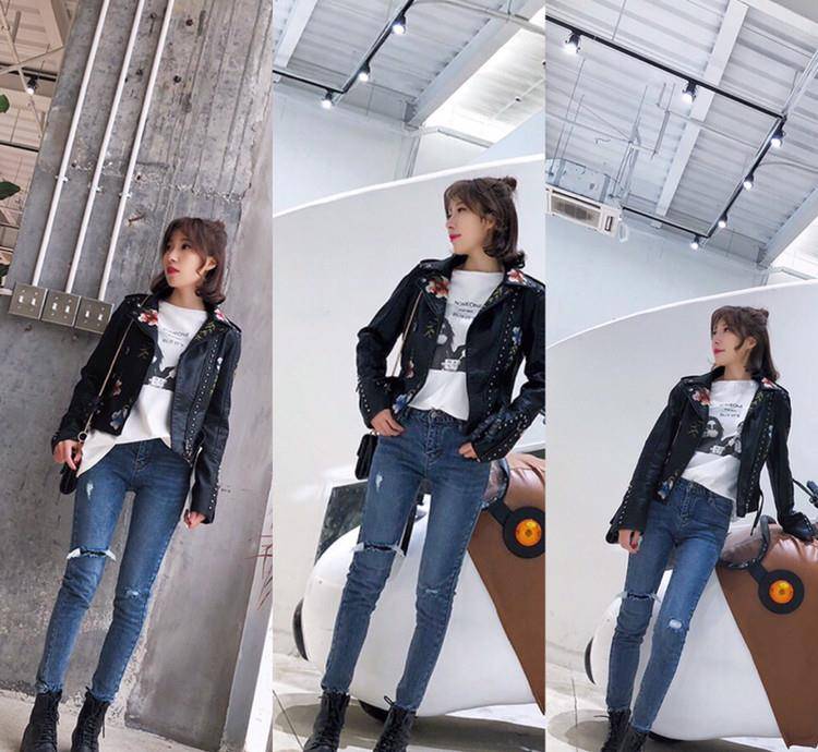 初恋 黑色皮衣外套搭配,与“初恋裤”是绝配