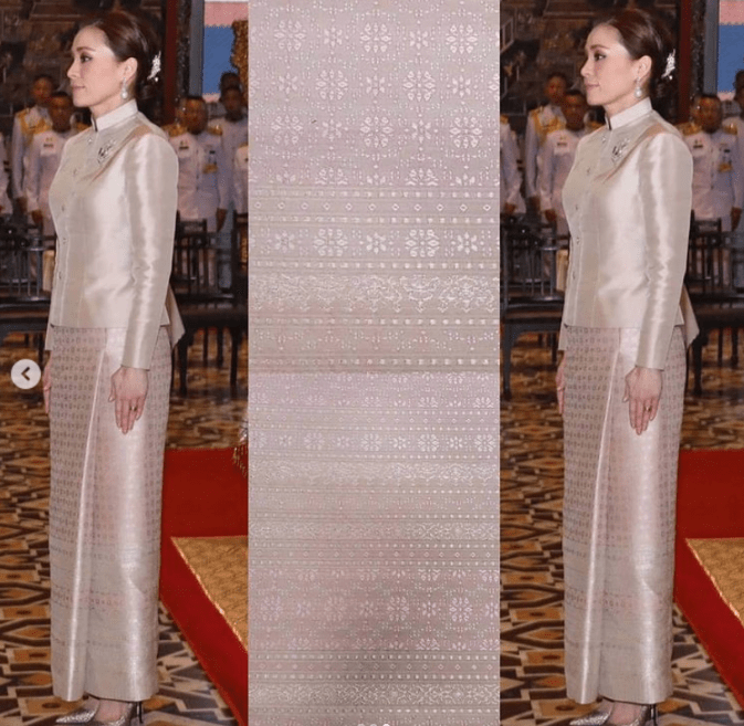 衣品高 75后苏提达接待贵宾，一袭香槟色裙子气场全开，全程陪伴老公真美