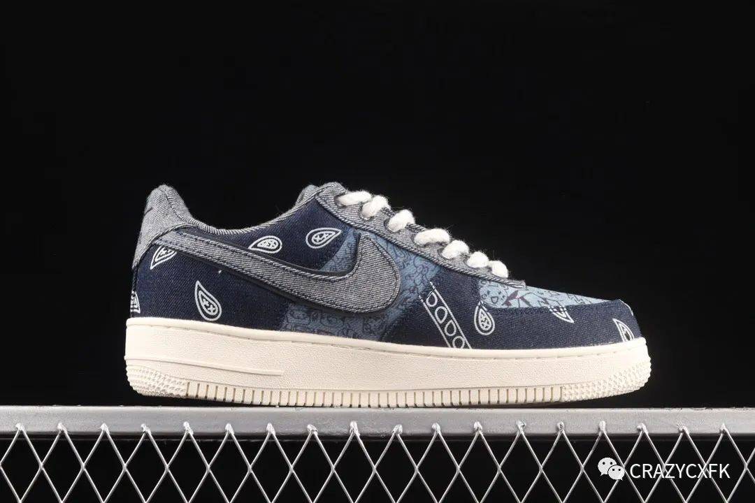 耐克nikeairforce1low空军一号腰果花赤耳丹宁牛仔布板鞋