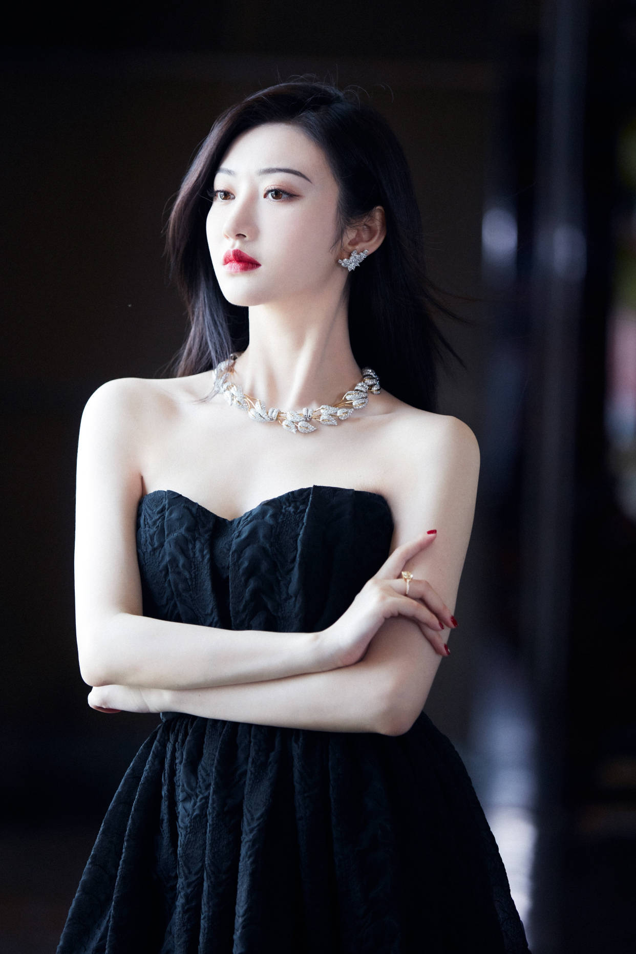 原创景甜最新活动造型太仙烟波绿礼裙上身又美又甜人间富贵花本人