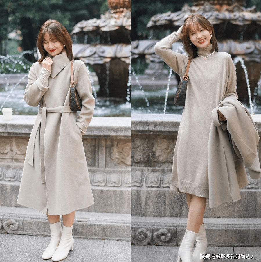 梨形身材学会穿"大衣 裙子",不显胖不臃肿,美得刚刚好_效果_方式_黑色