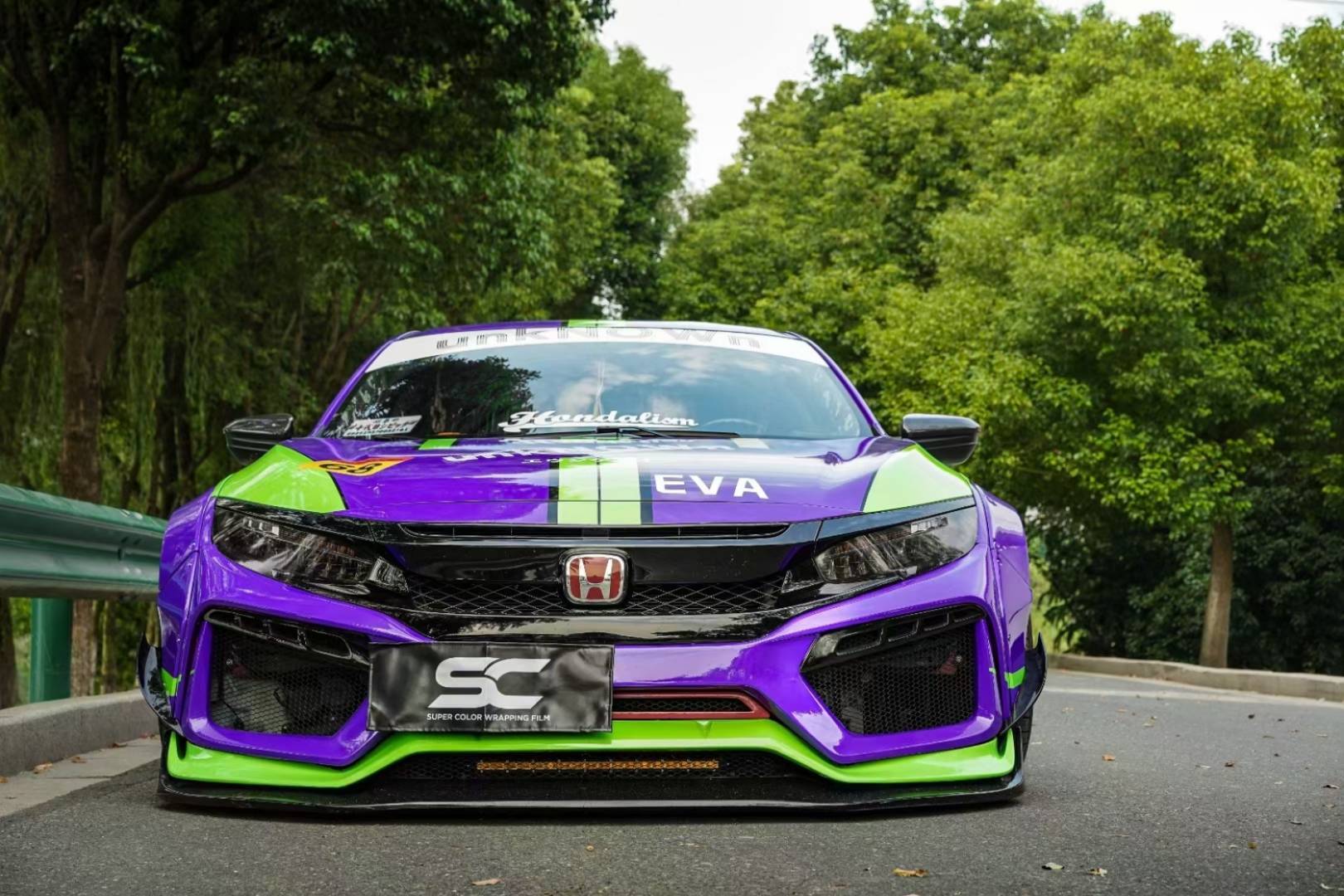 本田思域改色贴膜sc改色膜涂装初号机蝎子莱莱