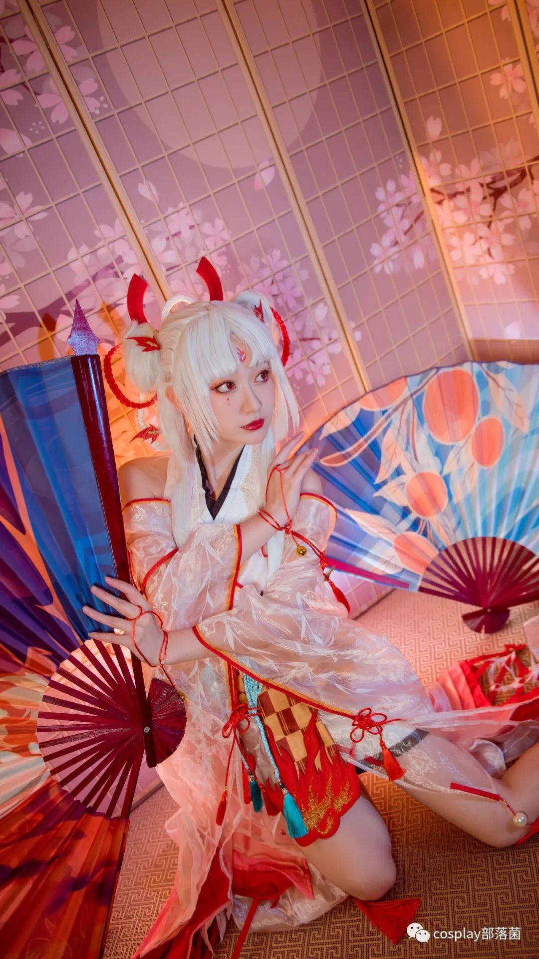 cos阴阳师不知火粉色桃花背景cos正片桃墨