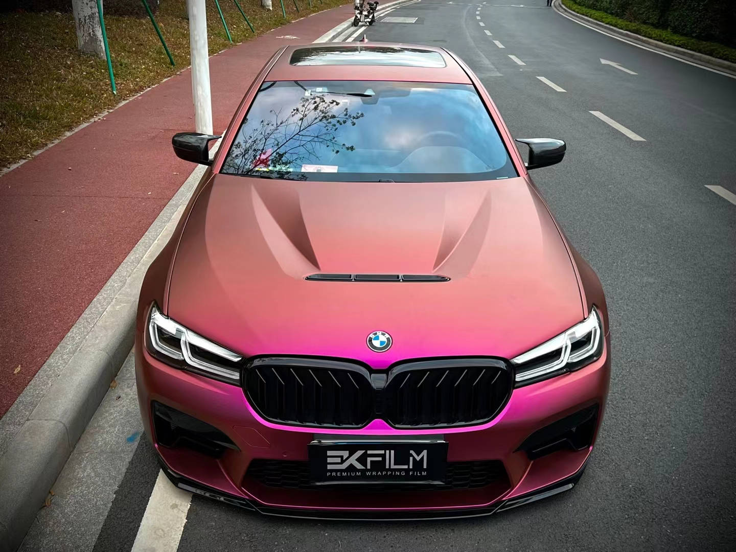 寶馬5系ek film改色膜粉黛紫_purple#bmw_#matte_pink