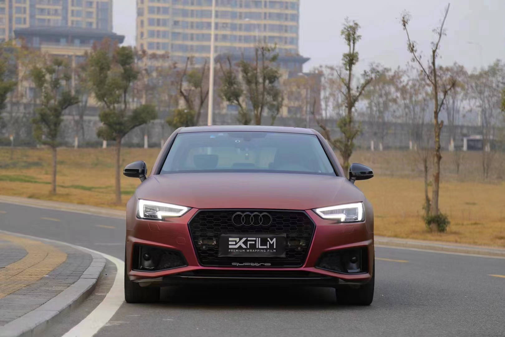 奥迪a4l改色膜ekfilm粉黛紫_#matte_pink_贴膜