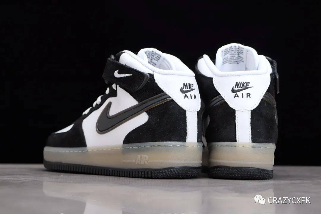 耐克生胶黑白熊猫nikeairforce1midxslamjam空军一号中帮联名板鞋