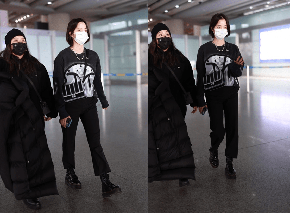 黑色 欧阳娜娜与妹妹出席活动,姐妹俩同穿黑色服装,感觉娜娜气质更好