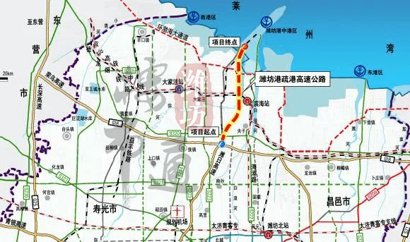 潍坊港疏港高速公路是全省高速公路网规划中的重要连接线项目,北接