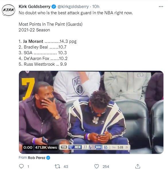 主场|篮网主场为他高呼MVP！莫兰特连续四场30+太疯狂，一数据后卫封王