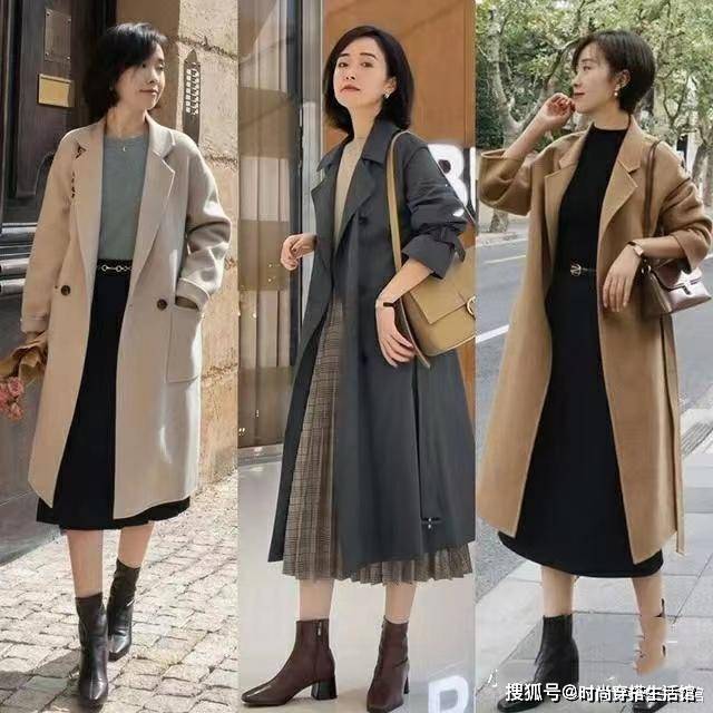 显高 建议:大衣下面不一定配裤子,今年流行这样穿,显高又时髦,真美