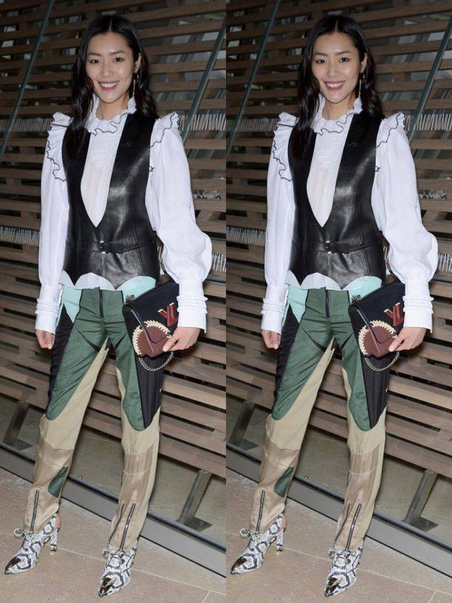 形象 刘雯私底下还蛮复古的，身穿鹿皮背心白衬衫，难怪身材高挑超模