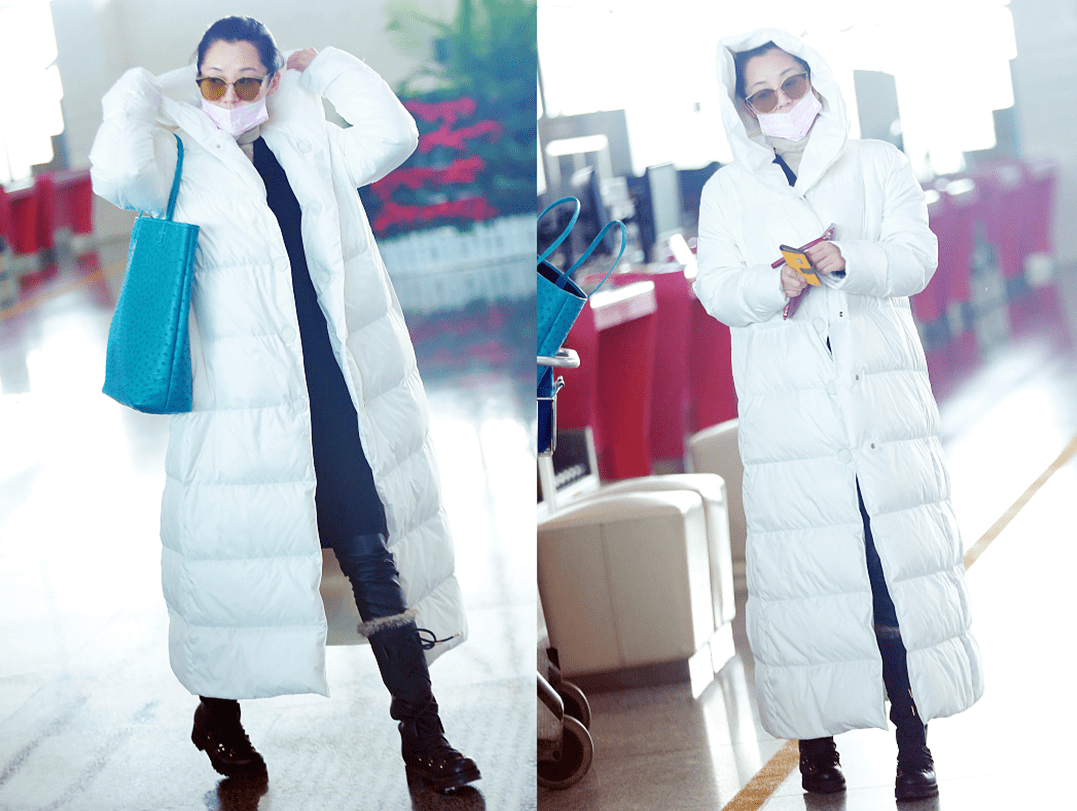 服装 别看许晴到了奶奶辈，身材却像少女似的，穿大衣配长裤一点不显胖