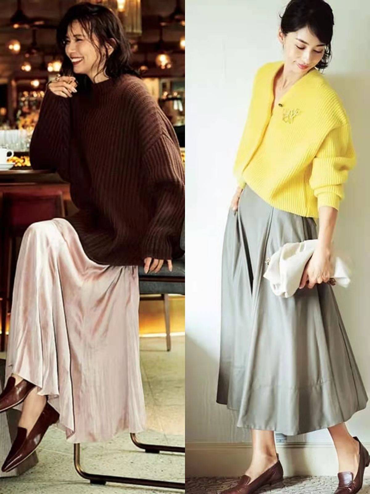 毛衣 妈妈辈穿“毛衣+过膝裙”时,建议多搭这几双鞋,穿出时尚气质