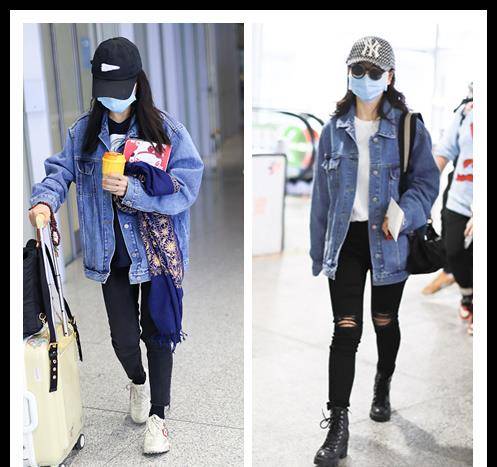 黑色 牛仔的外套真的挺显嫩的,像杨蓉这么搭配,看着像小姑娘