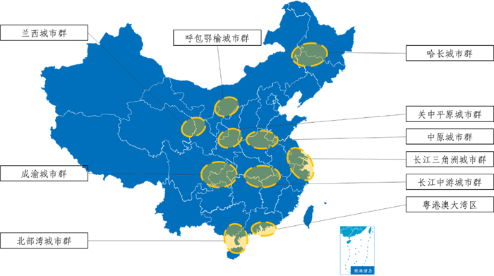 国务院先后批复十个国家级城市群的规划,并且在"十四五"规划建议中也