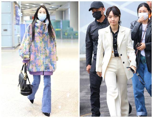 显得 汪涵老婆真精致，微喇裤搭粉色西装气质高级，42岁看着却好年轻